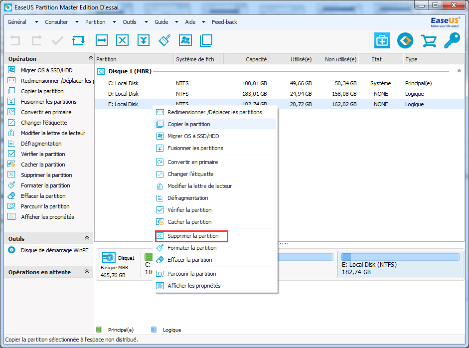 Comment supprimer la partition de récupération dans Windows 10 EaseUS